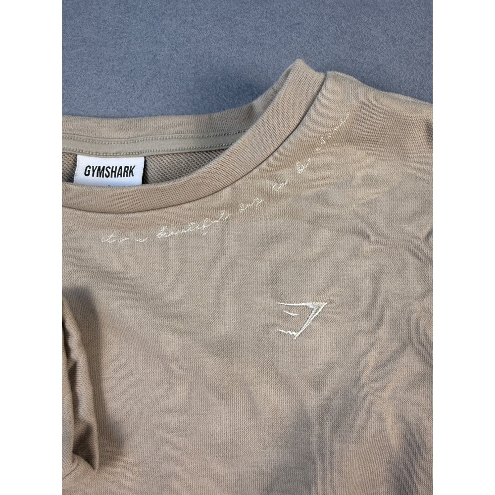 Gymshark Whitney Simmons Womens Cropped Sweatshirt Tan Beige Size S Relaxed Fit - Picture 3 of 7